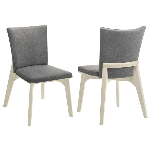 Coaster Biloxi Grey and Distressed White Upholstered Solid Back Dining Side Chair Set of 2