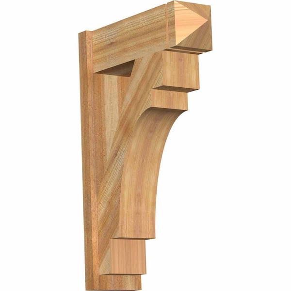 Ekena Millwork 8 in. x 36 in. x 24 in. Merced Arts and Crafts Rough Sawn Western Red Cedar Outlooker