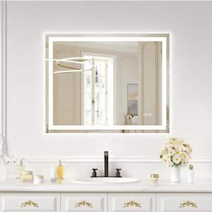 40 in. W x 32 in. H Rectangular Frameless LED Anti-Fog Wall Bathroom Vanity Mirror, Backlit & Front Light