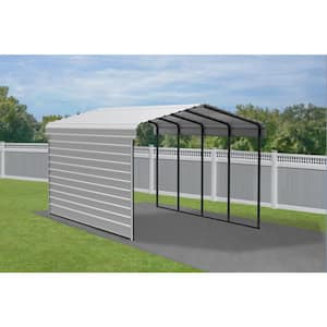 12 ft. W x 20 ft. D x 9 ft. H Eggshell Galvanized Steel Carport with 1-sided Enclosure