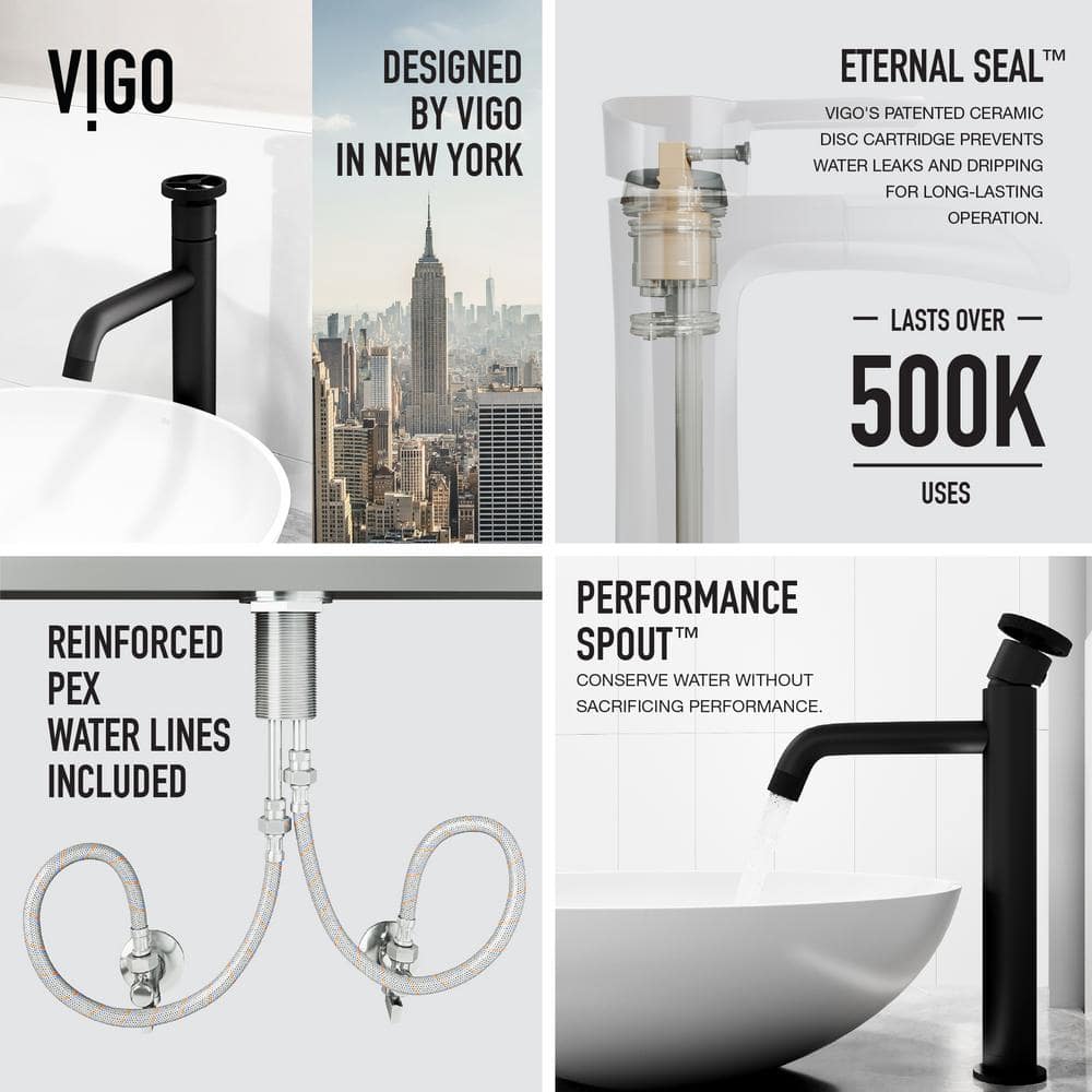 Cass Industrial-Chic Matte Black Nickel Vessel Bathroom Faucet