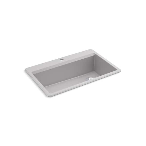 KOHLER Lassen 33 in. Drop-in/Undermount Single Bowl Granite Composite Kitchen Workstation Sink in Matte White with Accessories