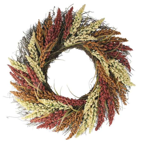 Northlight Autumn Harvest Mixed Heather Artificial Grapevine Wreath 22 in. Unlit
