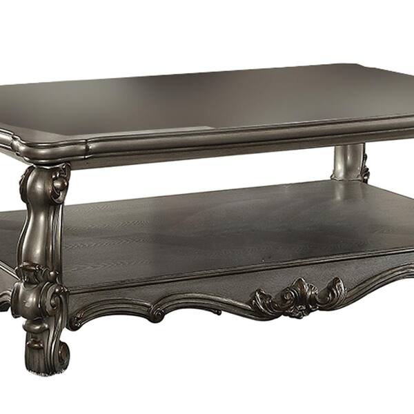 Acme Furniture Versailles 59 in. Antique Platinum Rectangle Resin