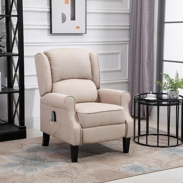 beige suede recliner