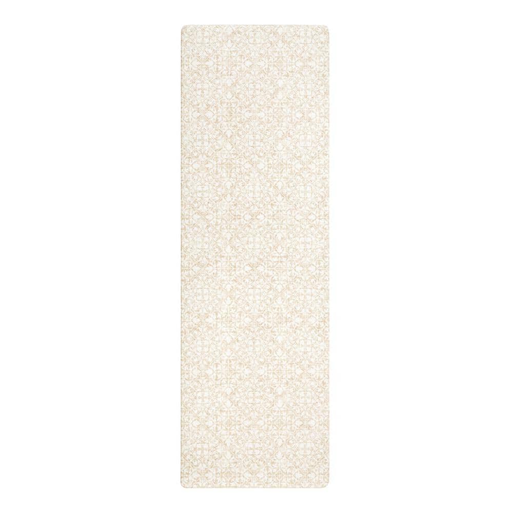 Beige Medallion Memory Foam Non-Slip Runner Mat