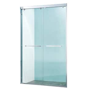 44 to 48 in. W x 75 in. H Double Sliding Aluminium Alloy Frame Shower Door in Chrome with Clear Glass