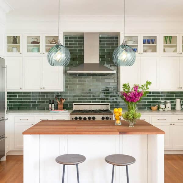 Jasslynn 40W 1 Light Brushed Nickel Pendant with Globe Glass Shade 7.87 in. Modern Island Pendant Light No Bulb Included