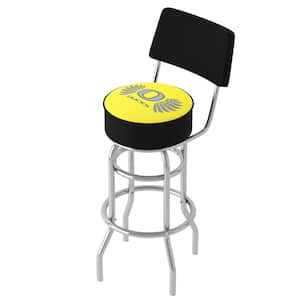 University of Oregon Wings 31 in. Yellow Low Back Metal Bar Stool with Vinyl Seat