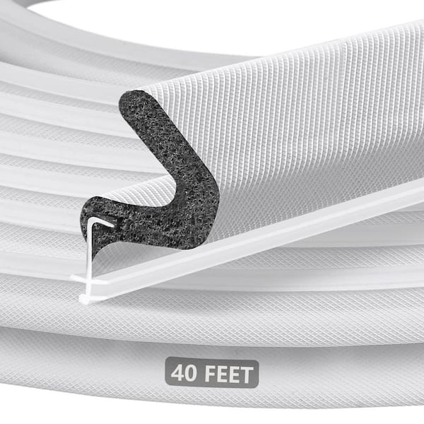 40 ft. White Weather Stripping Door Seal, Exterior Door Weather Stripping for Large Gap and Easy Installation