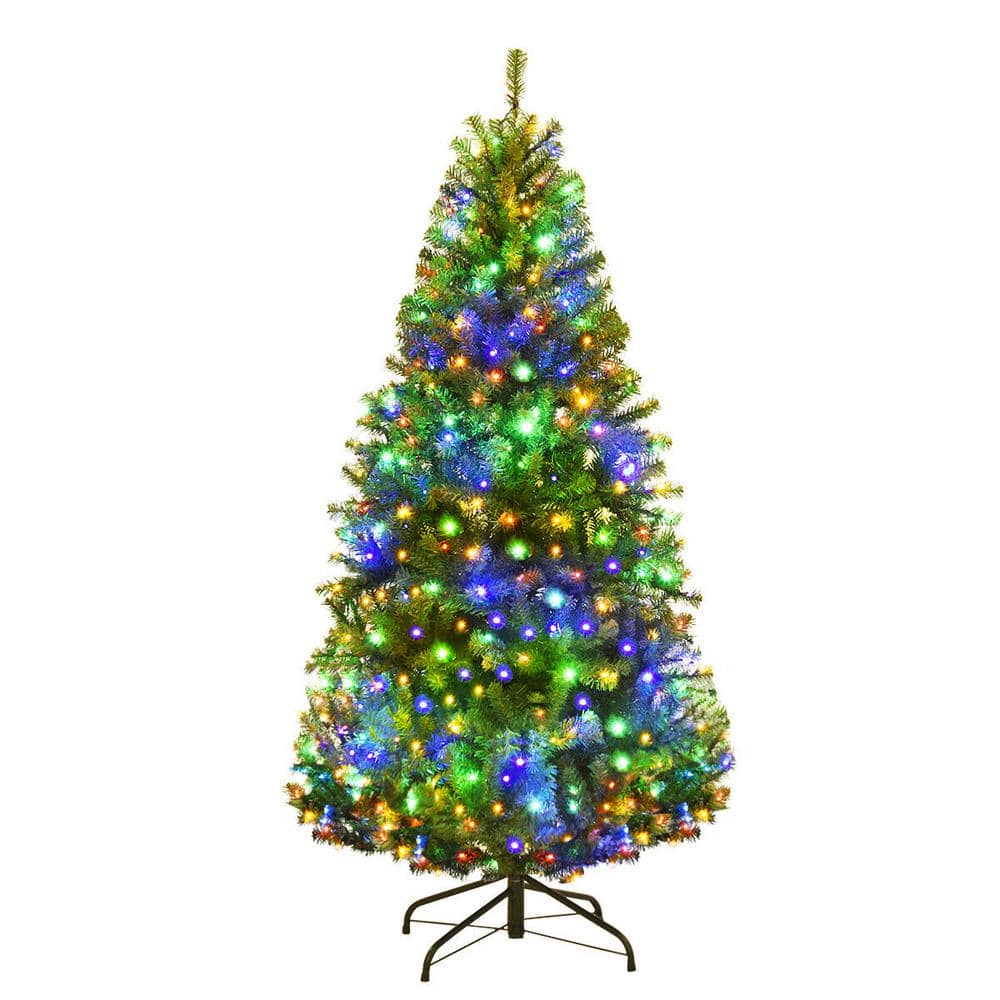 WELLFOR 6 ft. PreLit LED Full Artificial Christmas Tree with 350 Multi