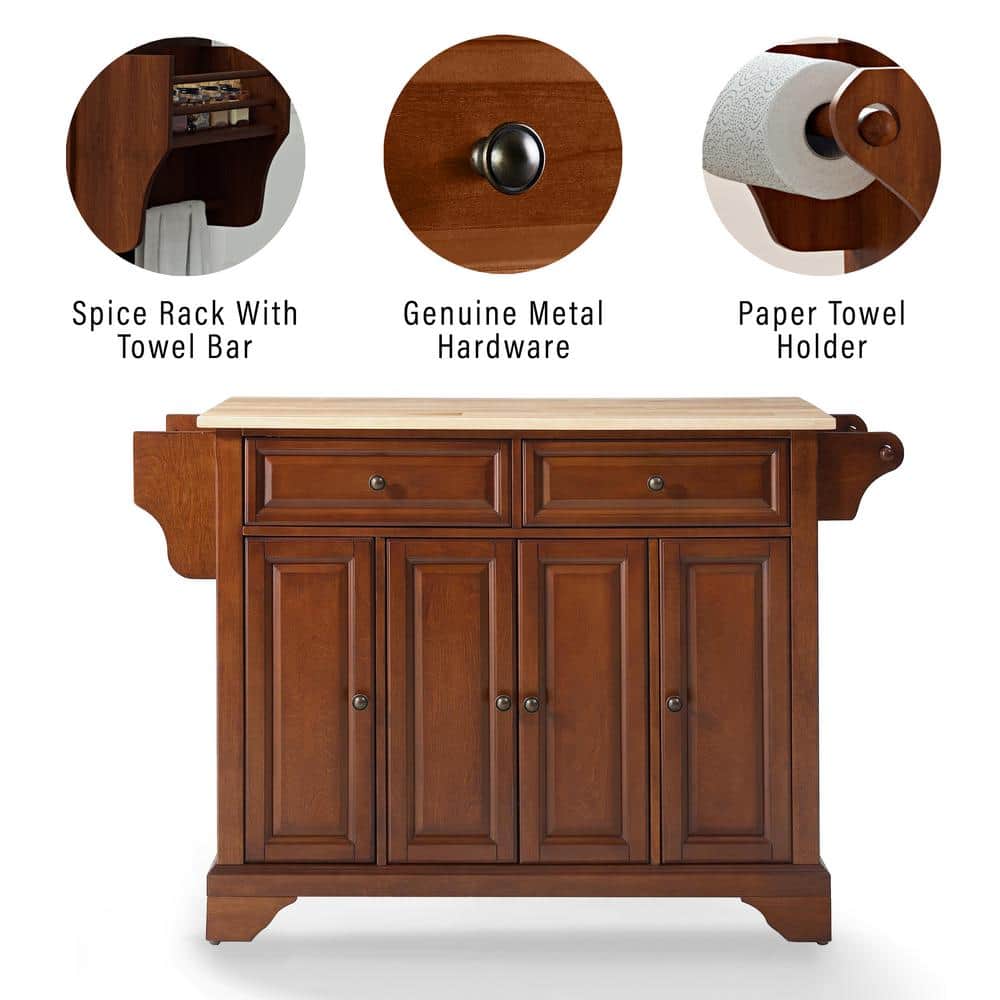Lafayette Cherry and Natural Wood Kitchen Island Cart