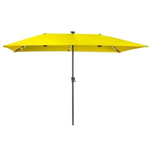 10 x 6.5 ft. Steel Solar-powered Large Double-Sided Rectangular Outdoor Market Patio Umbrella with Crank in Yellow