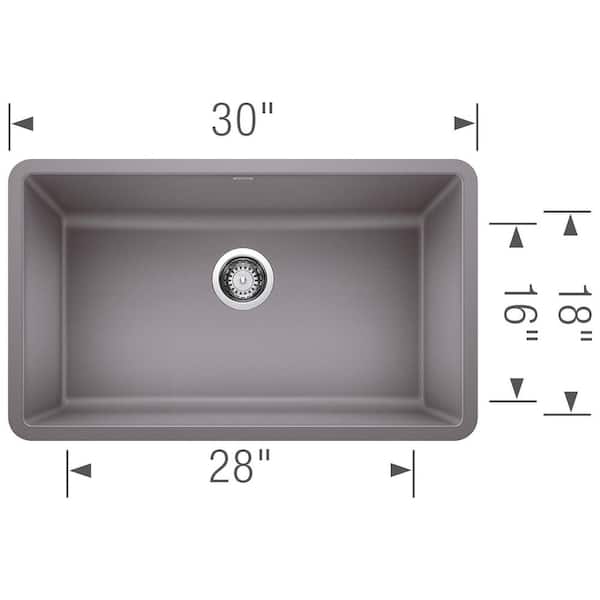 PRECIS Undermount Granite Composite 30 in. Single Bowl Kitchen Sink in Metallic Gray