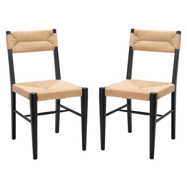 SAFAVIEH Cody Black/Natural 18.3 in. Wood Dining Chair Set of 2