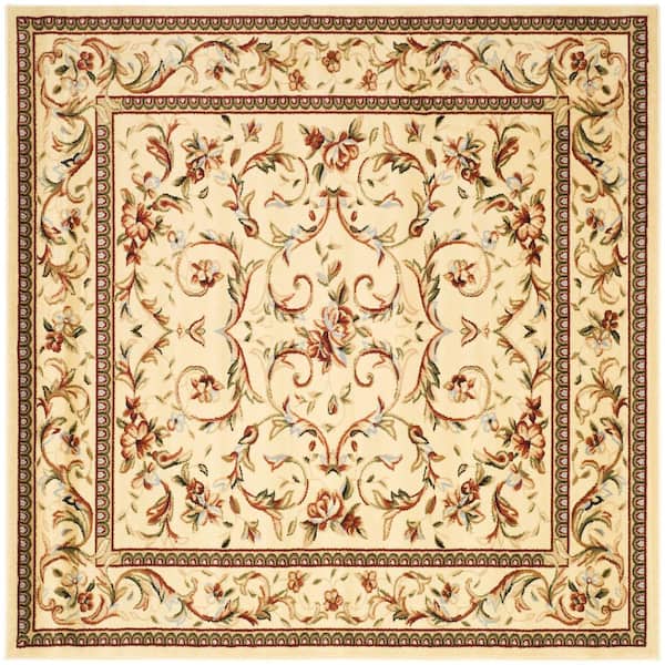 SAFAVIEH Lyndhurst Ivory 6 ft. x 6 ft. Square Border Floral Area Rug