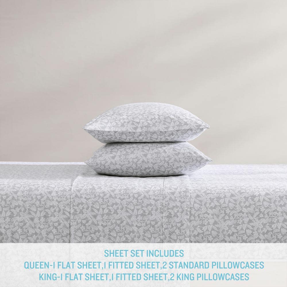 Koya Bay Gray King Cotton Percale Sheet Set