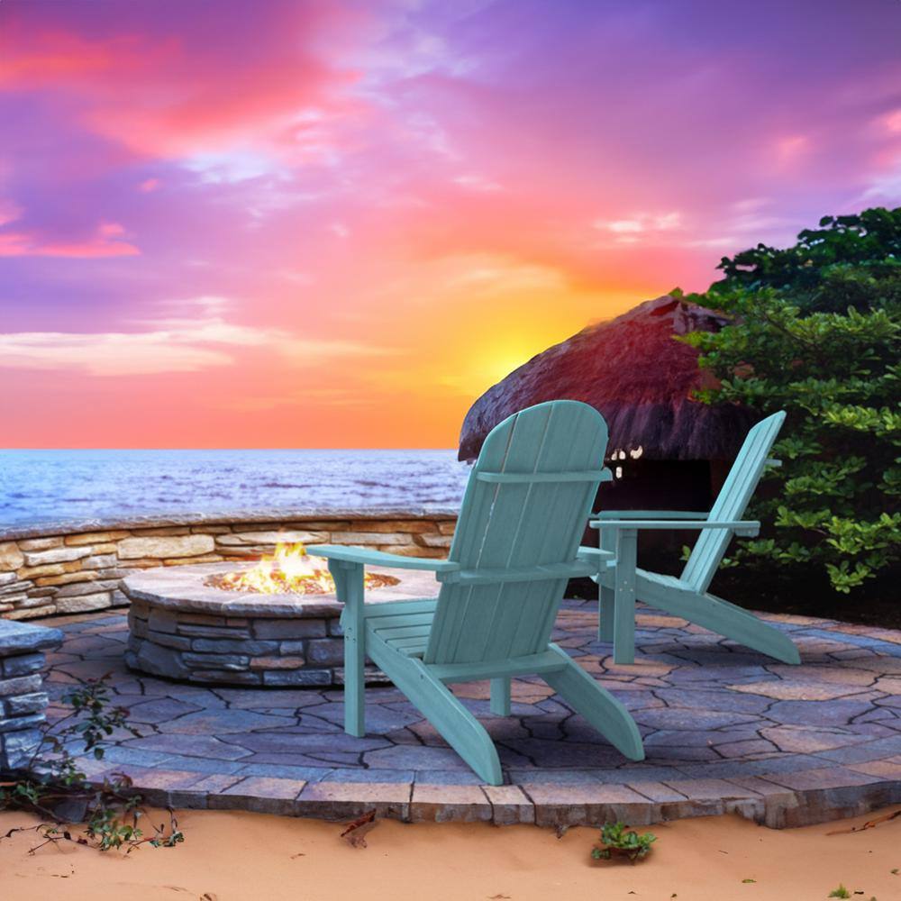 Aqua Blue Plastic Adirondack Chair with Arms