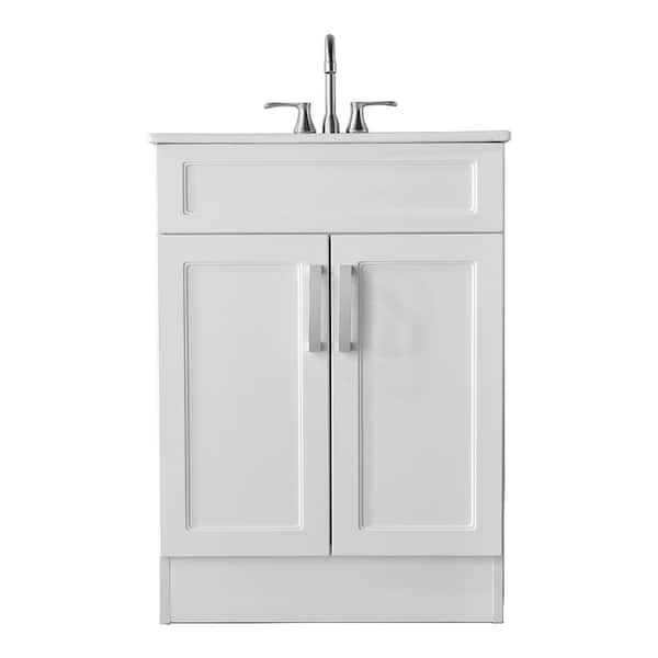VC CUCINE 24 in.W x 17.71 in. D Modern Bathroom Vanity in White with ...