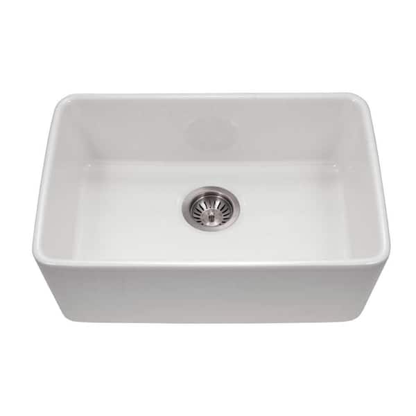 HOUZER Platus Undermount Fireclay 23 in. Single Bowl Kitchen Sink in White