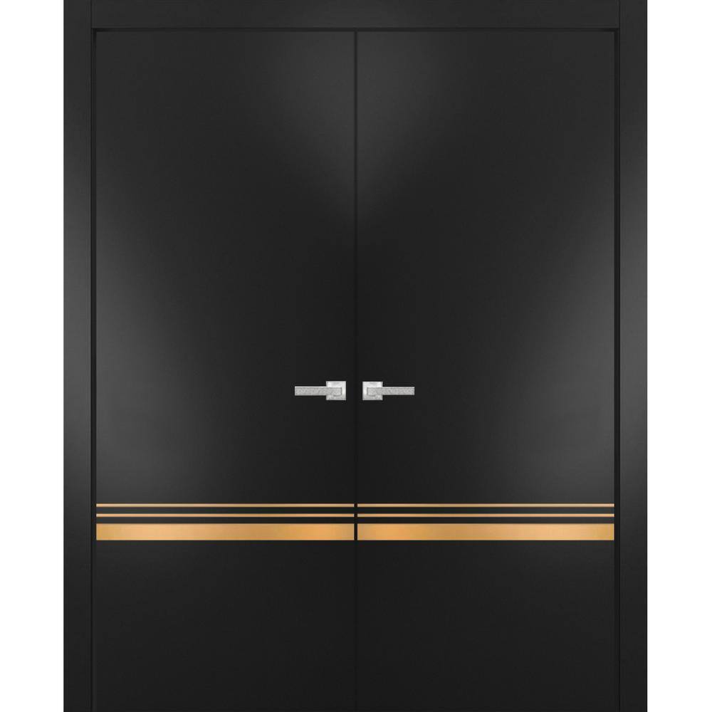 84 in. x 80 in. 2 Panel Black Matte Finished Solid Wood with Honeycomb Sliding Door with Hardware price history on PriceWatchPro