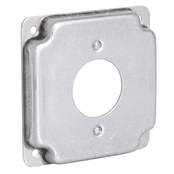 RACO 4 in. W Steel Metallic 1-Gang Exposed Work Square Cover for 1.62 in. dia. 20A Round Receptacle, 1-Pack
