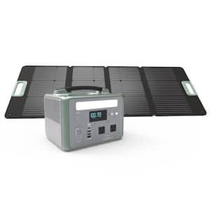 600-Watt Continuous/1200-Watt Peak Power Station + 100-Watt Portable Solar Panel, Waterproof for Camping, Outdoor Living