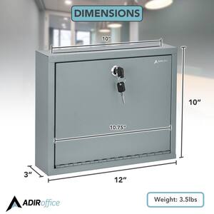 Gray Wall Mountable Large Steel Drop Box Secure Mailbox (2-Pack)