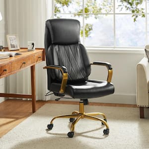 Tatahance PU Leather Seat Adjustable 360° Swivel Cushion Office Chair in White