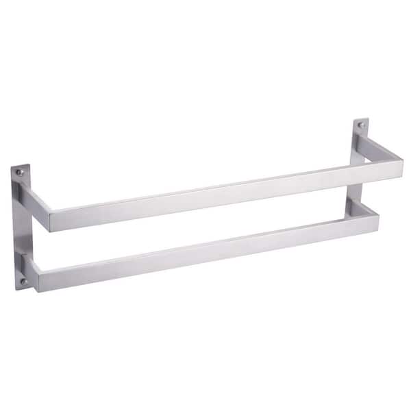 24 in. 2-Bar Towel Rack Wall Mounted Stainless Steel in Brushed Nickel