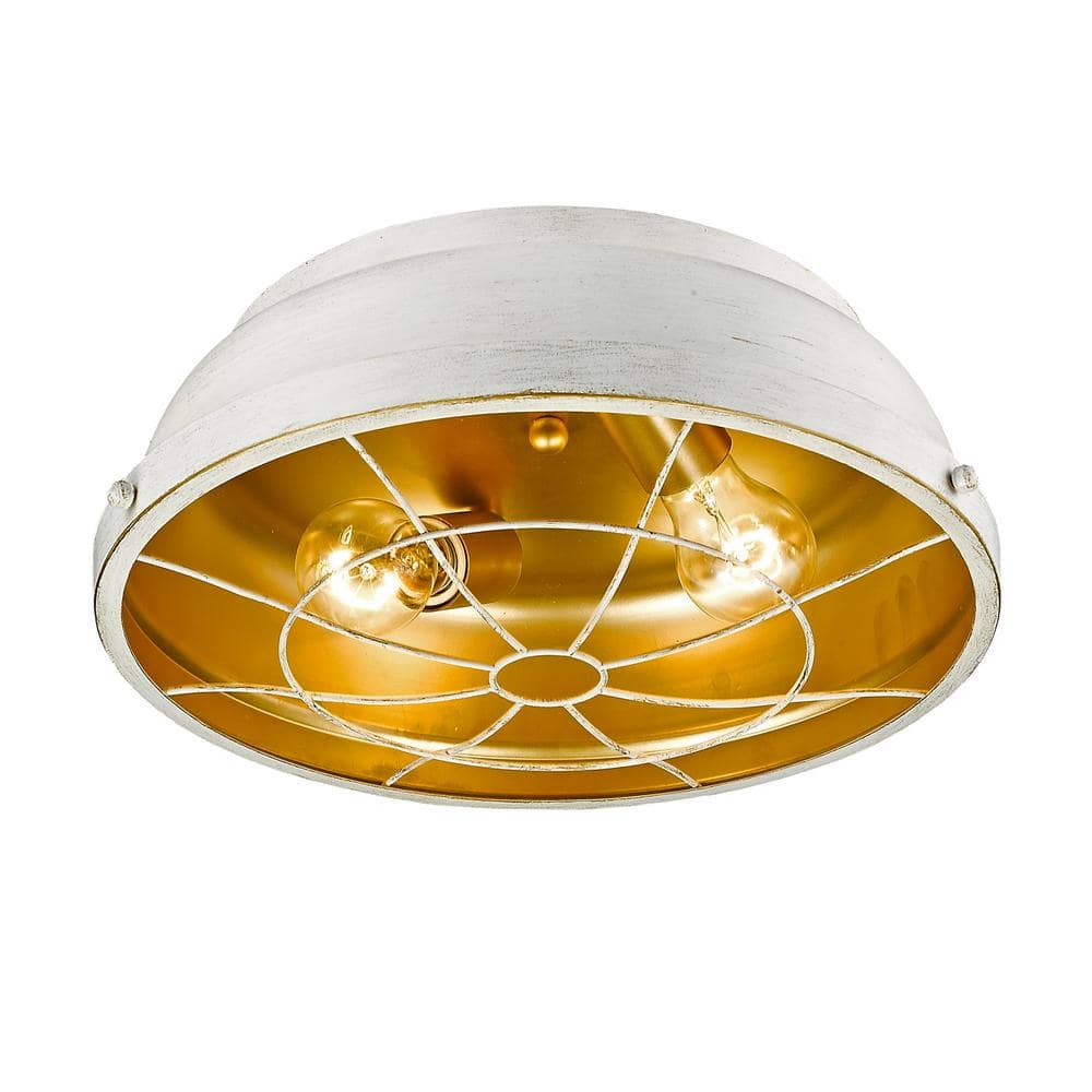 French White Rustic Glass LED Flush Mount Light
