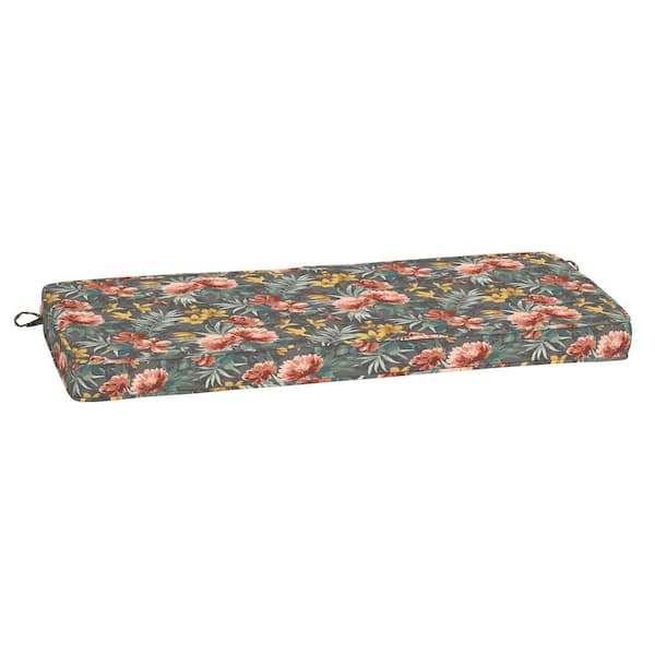 ARDEN SELECTIONS ProFoam 18 in. x 46 in. Phoebe Grey Floral Rectangle Outdoor Bench Cushion