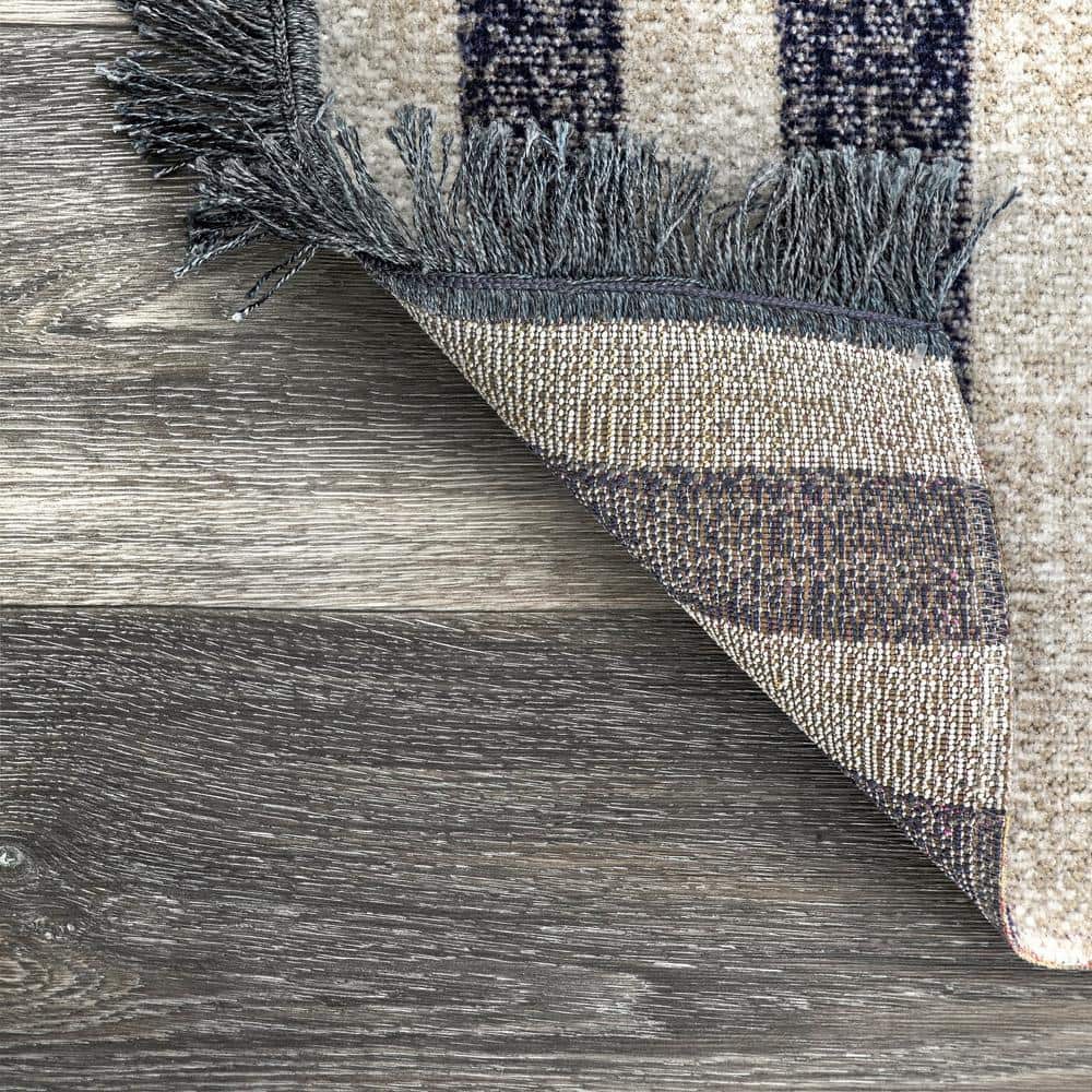 Reversible Coastal Blue 8' x 10' Easy-Care Synthetic Area Rug