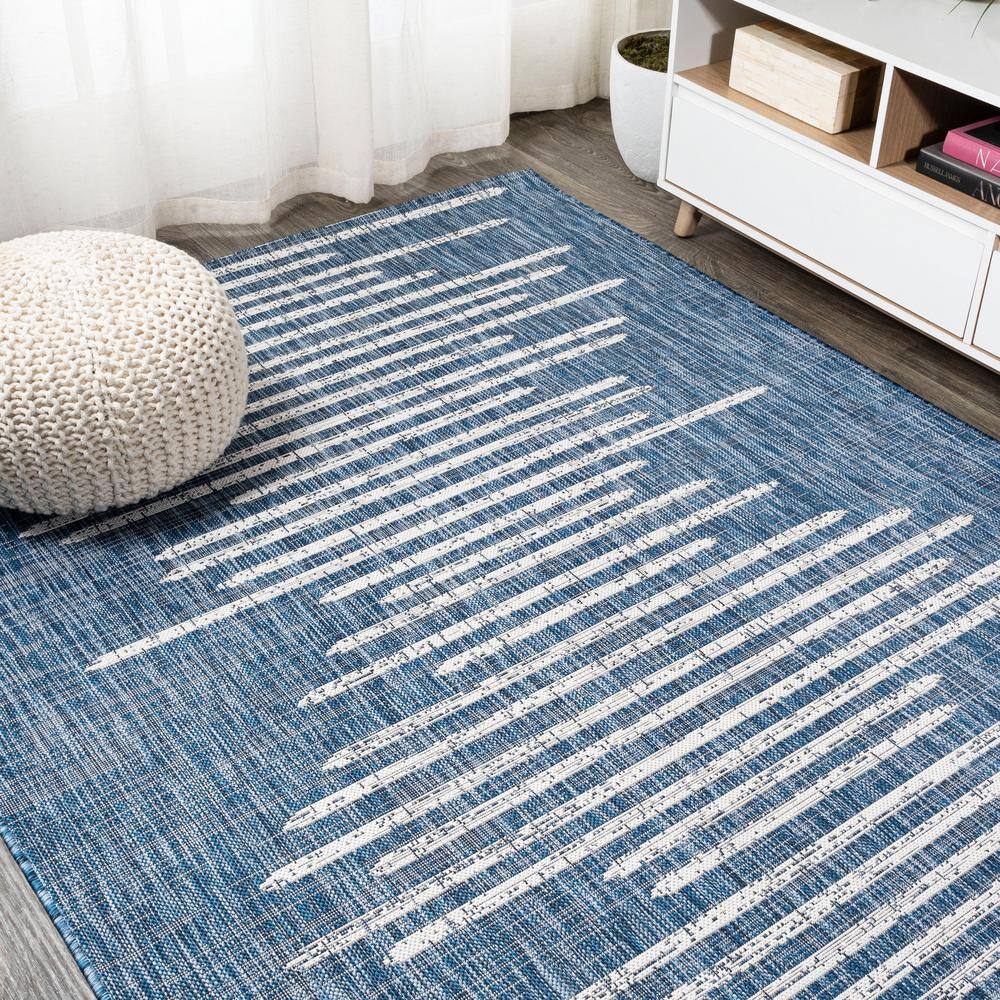 Bohemian Blue Stripe Washable Synthetic Rug - 3' x 5'