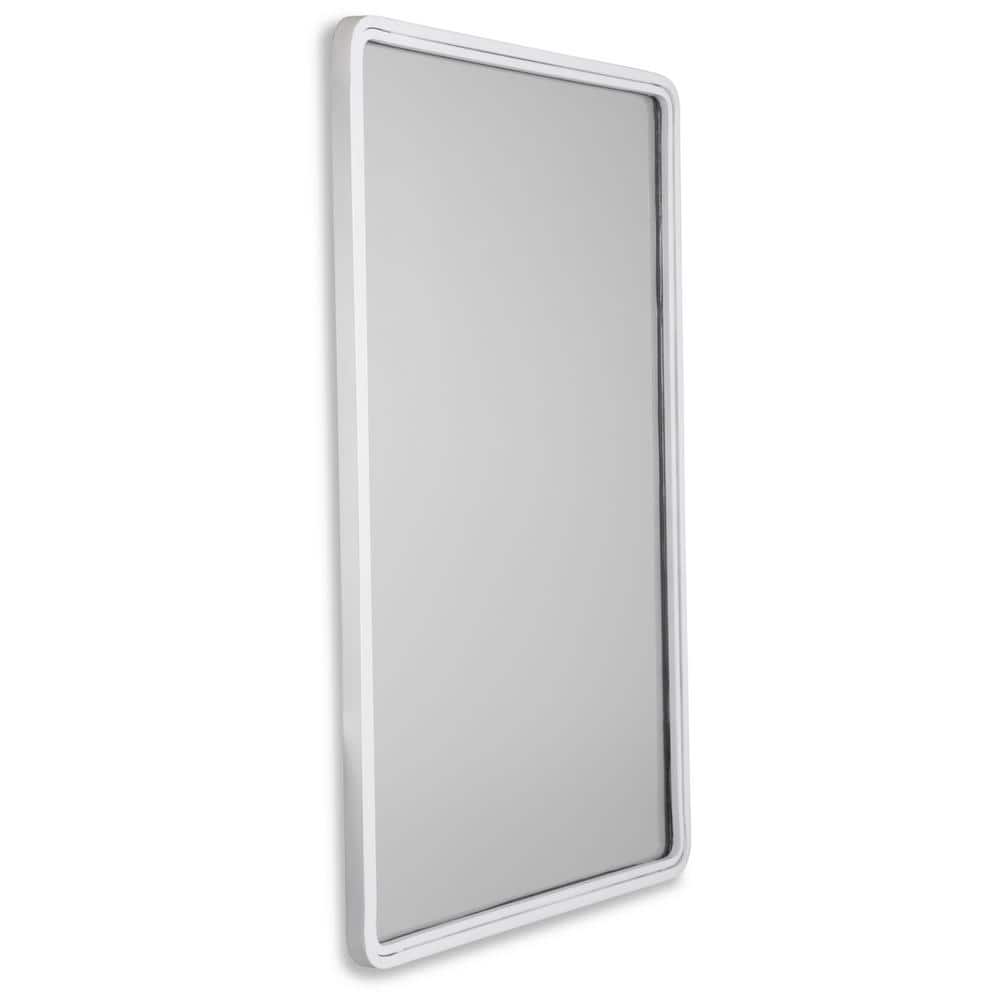 White Rectangular Contemporary Metal Frame Accent Mirror