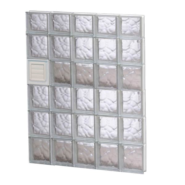 Clearly Secure 28.75 in. x 44.5 in. x 3.125 in. Frameless Wave Pattern Glass Block Window with Dryer Vent