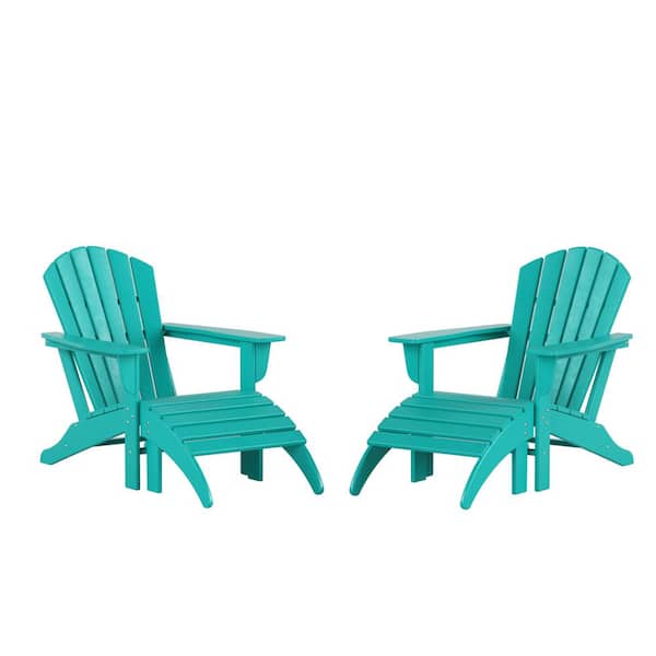 WESTIN OUTDOOR Vesta Turquoise Plastic Outdoor Adirondack Chair With Ottoman (2-Pack)