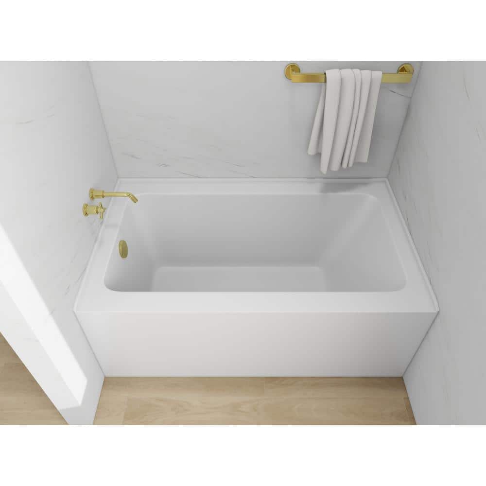 White Acrylic Alcove Skirt Bathtub with Left Drain, 54" x 32"