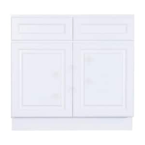 36 in. W x 21 in. D x 34.5 in. H Ready to Assemble Vanity Cabinet with 2-Doors Classic White