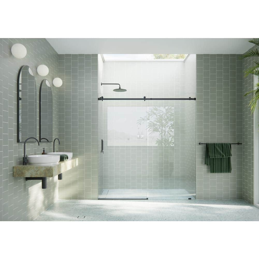 Astro 72" x 78" Frameless Glass Sliding Shower Door in Matte Black