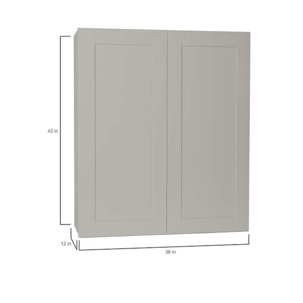 Hampton Bay - Shaker 36 in. W x 12 in. D x 42 in. H Assembled Wall Kitchen Cabinet in Dove Gray