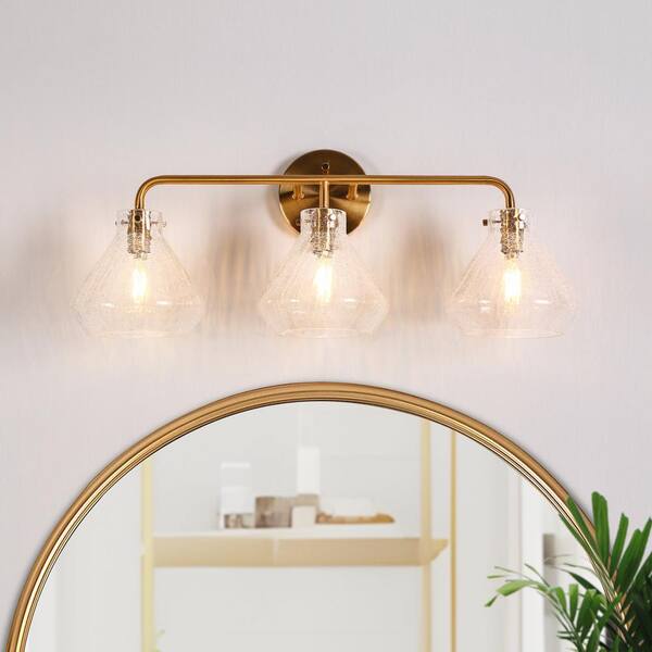 LNC Modern 23.6 in. 3-Light Plated Brass Vanity Light with Bell ...