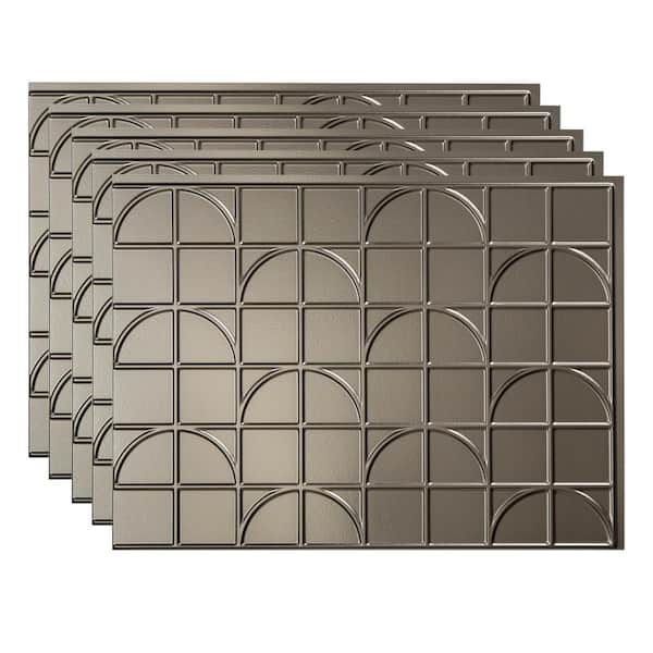 Fasade 18 in. x 24 in. Crescent Brushed Nickel Vinyl Backsplash Panel (Pack of 5)