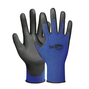 Large - Polyurethane Coated Safety Gloves, Work Gloves in Blue - (3-Pairs)