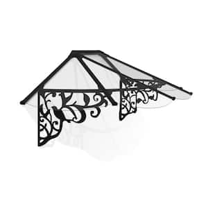 Lily 3 ft. x 7 ft. Black/Clear Door and Window Awning