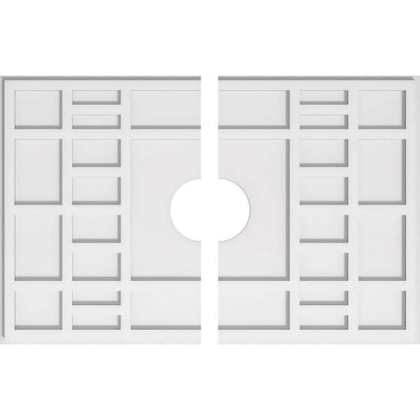 Ekena Millwork 32 in. W x 21-3/8 in. H x 5 in. ID x 1 in. P Beaux Architectural Grade PVC Contemporary Ceiling Medallion (2-Piece)
