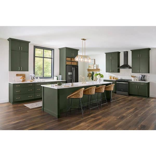 Leyton 24 in. W x 12 in. D x 36 in. H Ready to Assemble Plywood Slim Shaker Wall Kitchen Cabinet in Fern Green