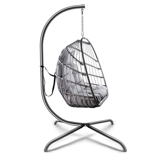 Wateday 38.00 in. Metal Patio Swing with Gray Cushions