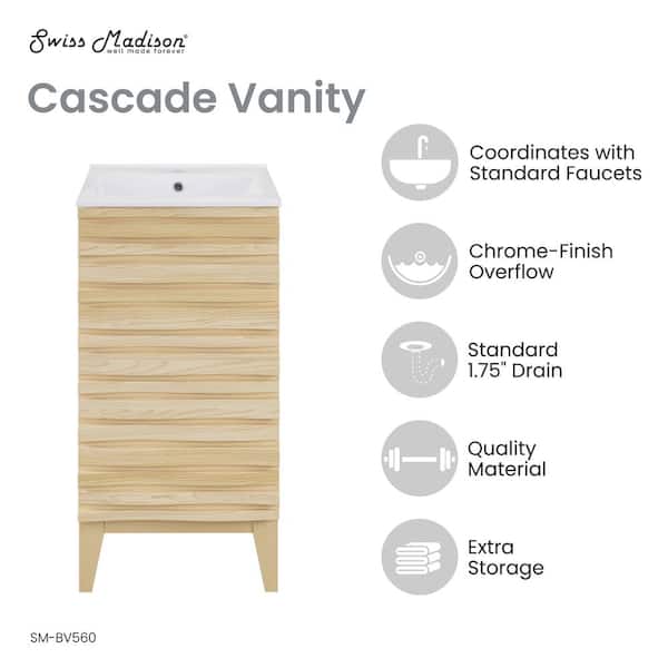 Cascade 18 in. Bathroom Vanity in Natural Oak with White Top