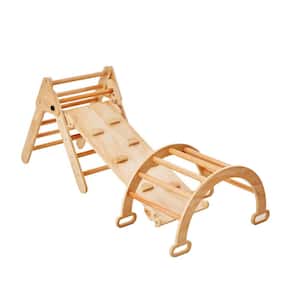 Pikler Triangle Set, 5 in 1 Toddler Climbing Toys Indoor Playground Ramp, and Arch, Montessori Climbing Set, Wood